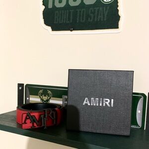 AMIRI Red and Black Leather Belt